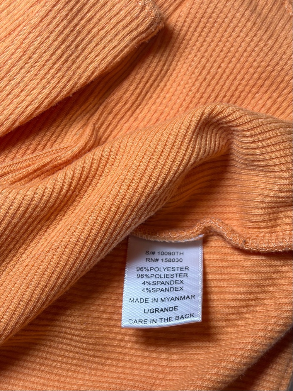 Women’s Orange Ribbed Cropped Top - Picture 4 of 5